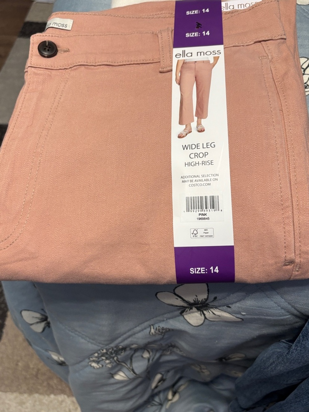 Ella Moss Wide Leg Crop Jeans in Dusty Rose